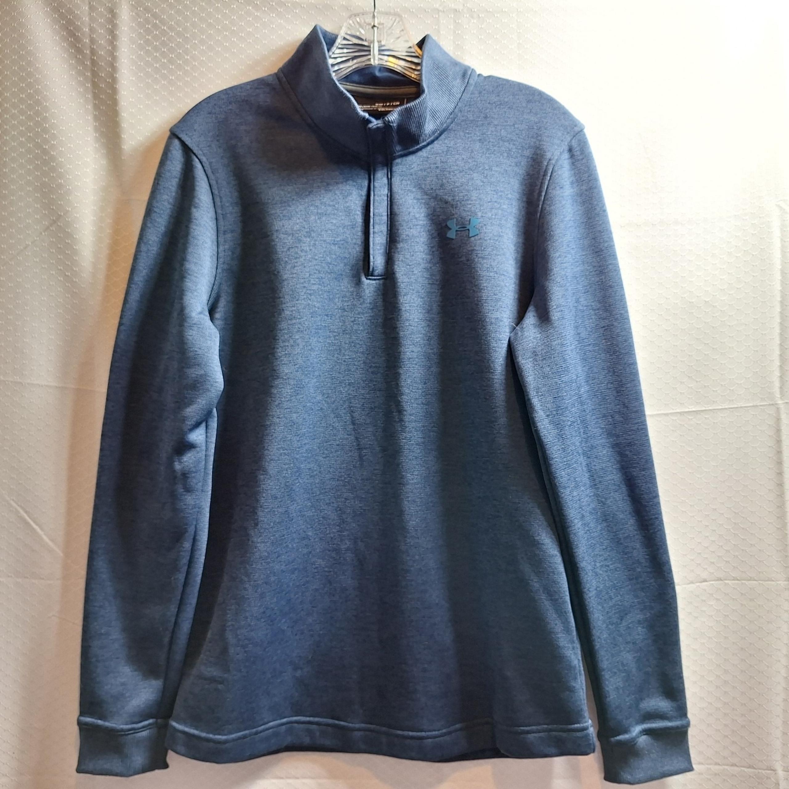 UNDER ARMOUR Storm 1/4 Zip Sweater Fleece Men Sz S Blue Loose Fit ColdGear EUC!