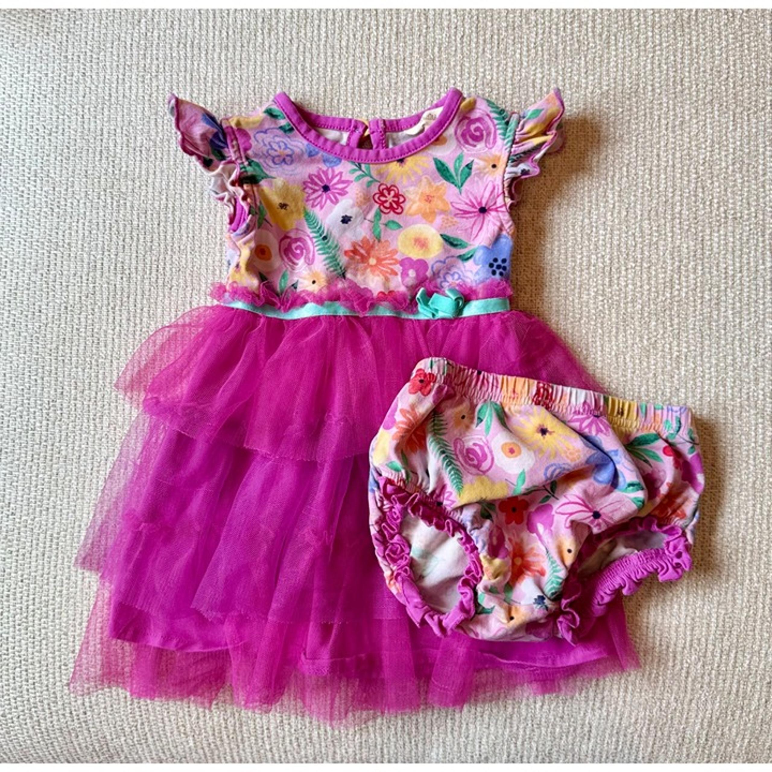 Matilda Jane 12-18 month Fairy Garden Frenchie Dress with Bloomers Pink Floral