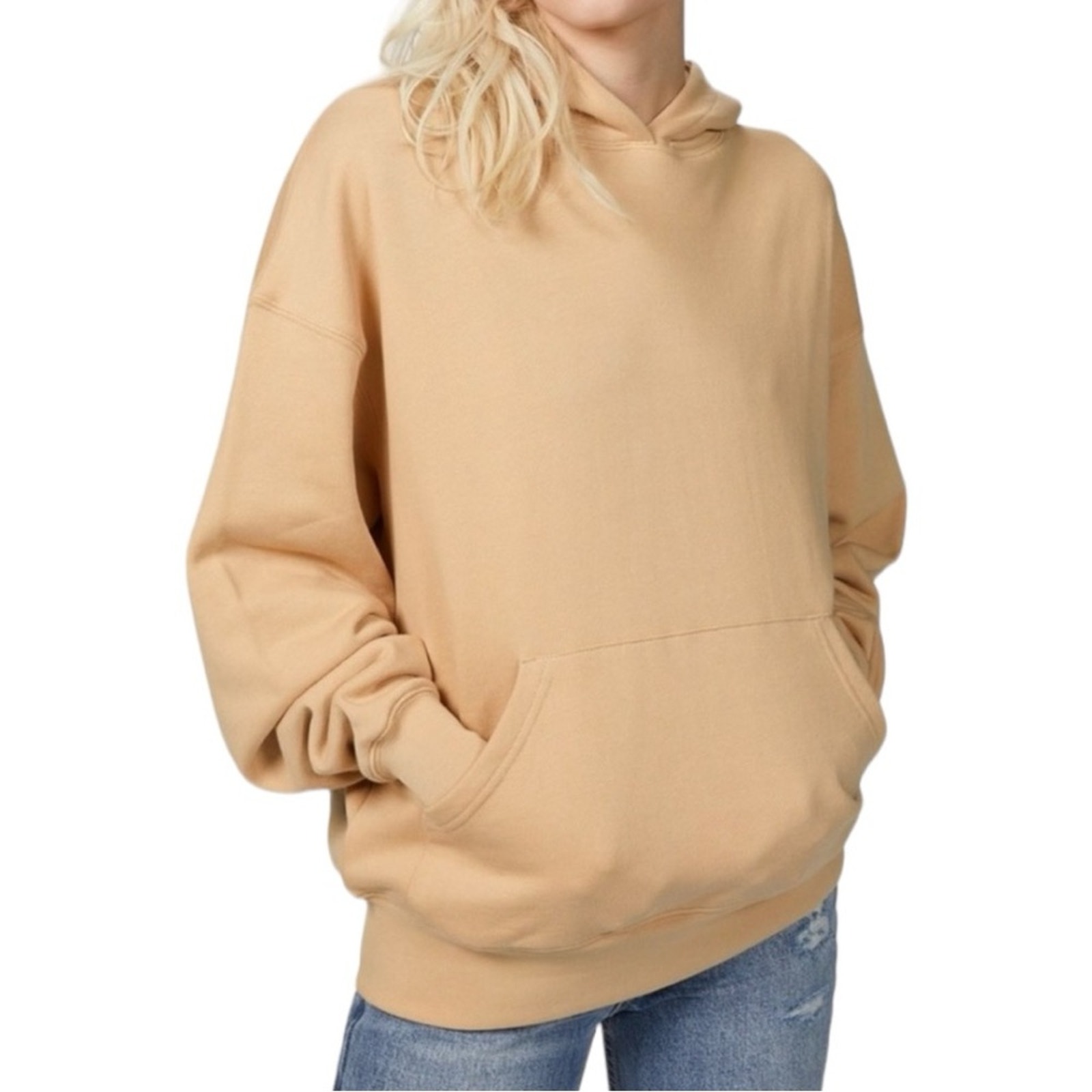 WEWOREWHAT NWT Oversized Cotton Hoodie Tan Retail 110.00 Size XL