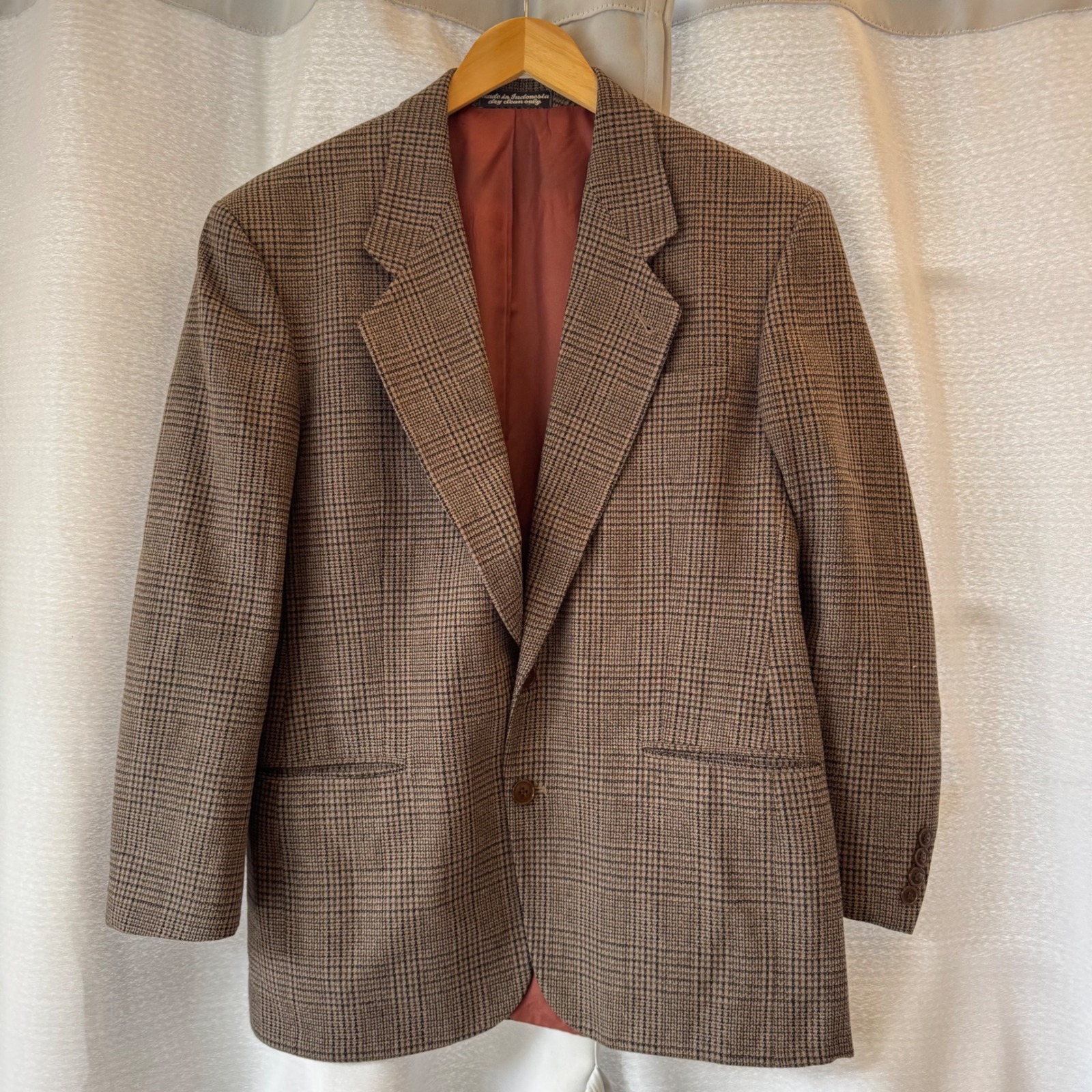 Gianfranco Ruffini Plaid Blazer Jacket Silk Blend Fabric Woven in Italy Mens 44R