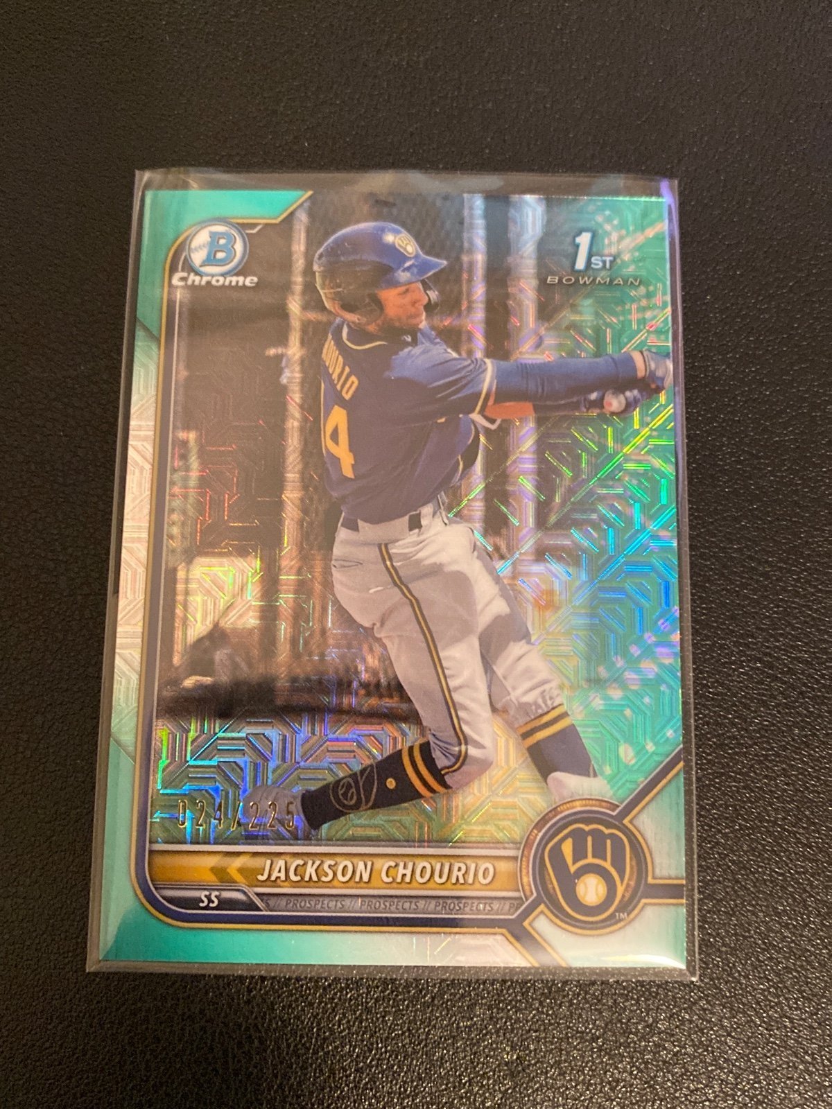 2022 Bowman Chrome 1st Jackson Chourio Aqua Mojo /225