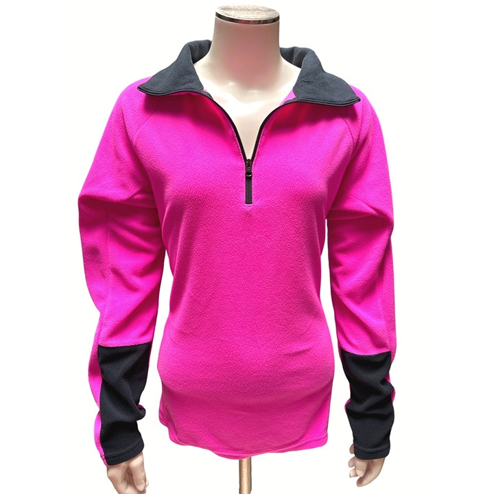 Columbia Womens Pink Fleece Zip Up Pullover Size M Breast Cancer Ribbon