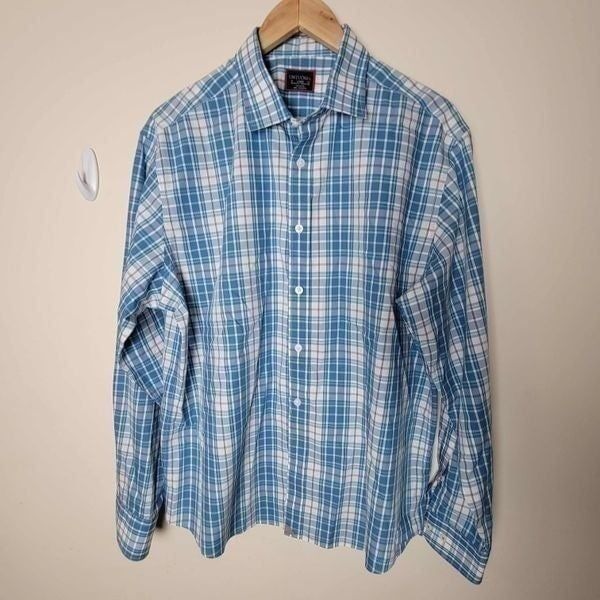 UNTUCKit Maxville WF Plaid Long Sleeve Shirt Size Large Blue Plaid