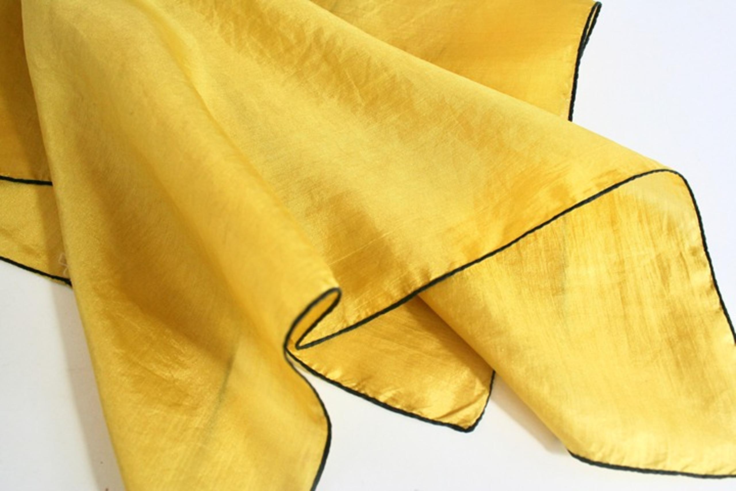 Vintage Vera Neumann scarf silk neckerchief unisex 1950s mustard yellow black