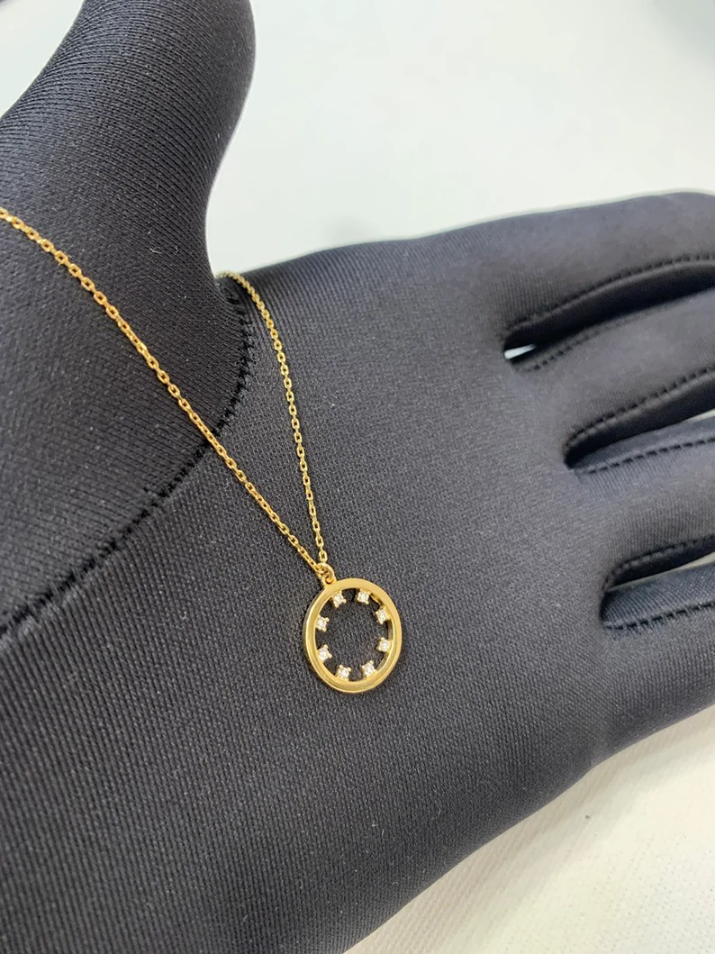 14k gold ring necklace 18.5 inches , Ring necklace , circle necklace, circle