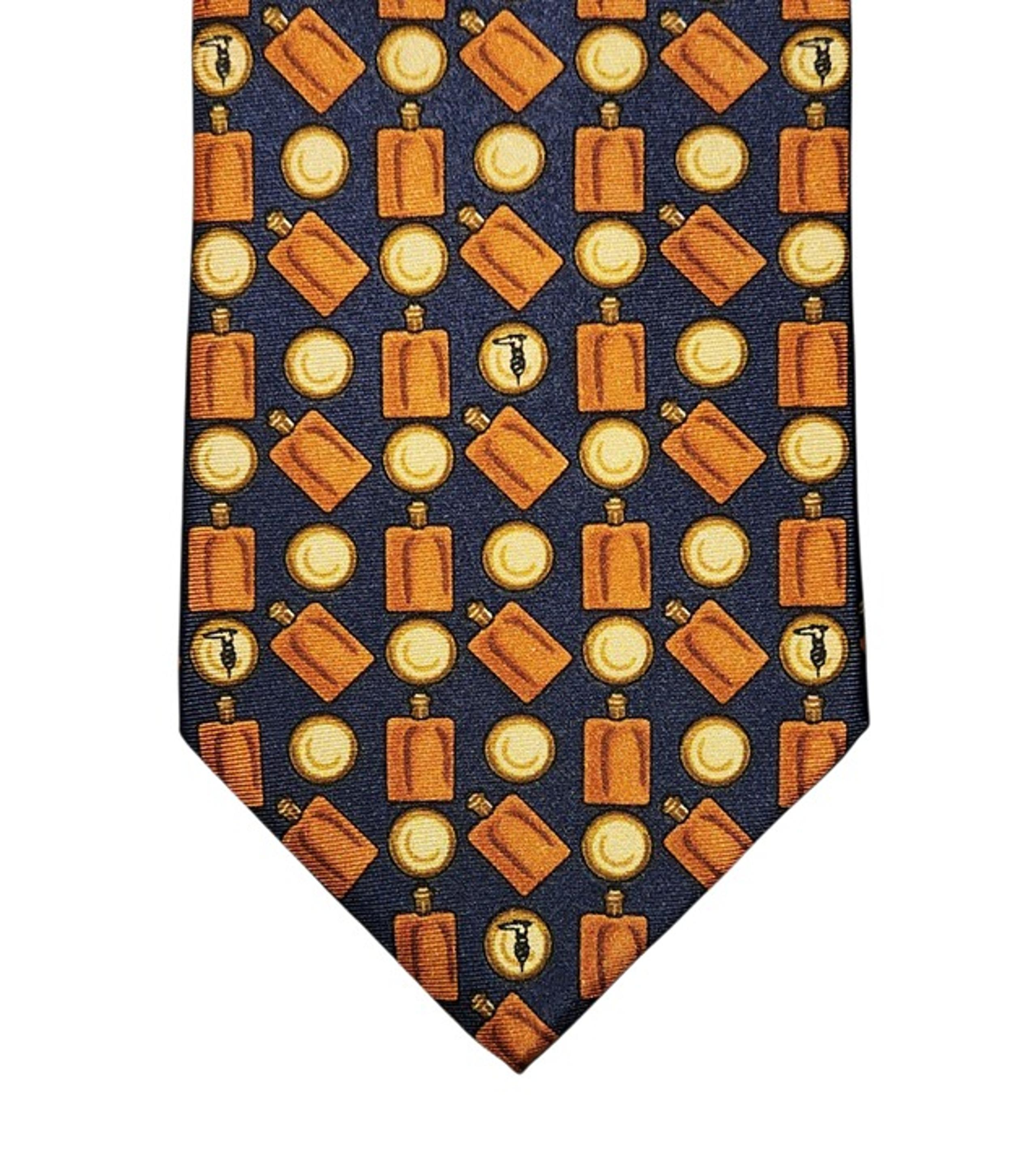 Trussardi Parfums Necktie Tie Mens Blue Orange Geometric Silk Made in Italy Rare