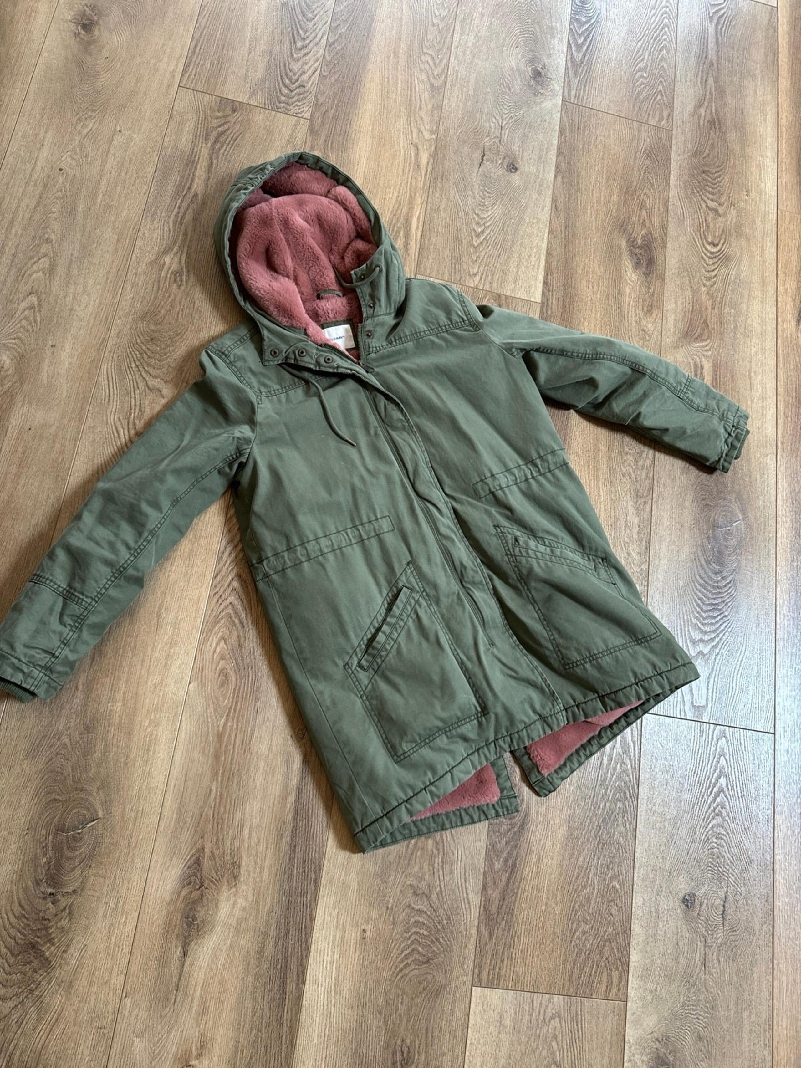 Old Navy Hooded Utility Parka Women's small pink faux fur lining