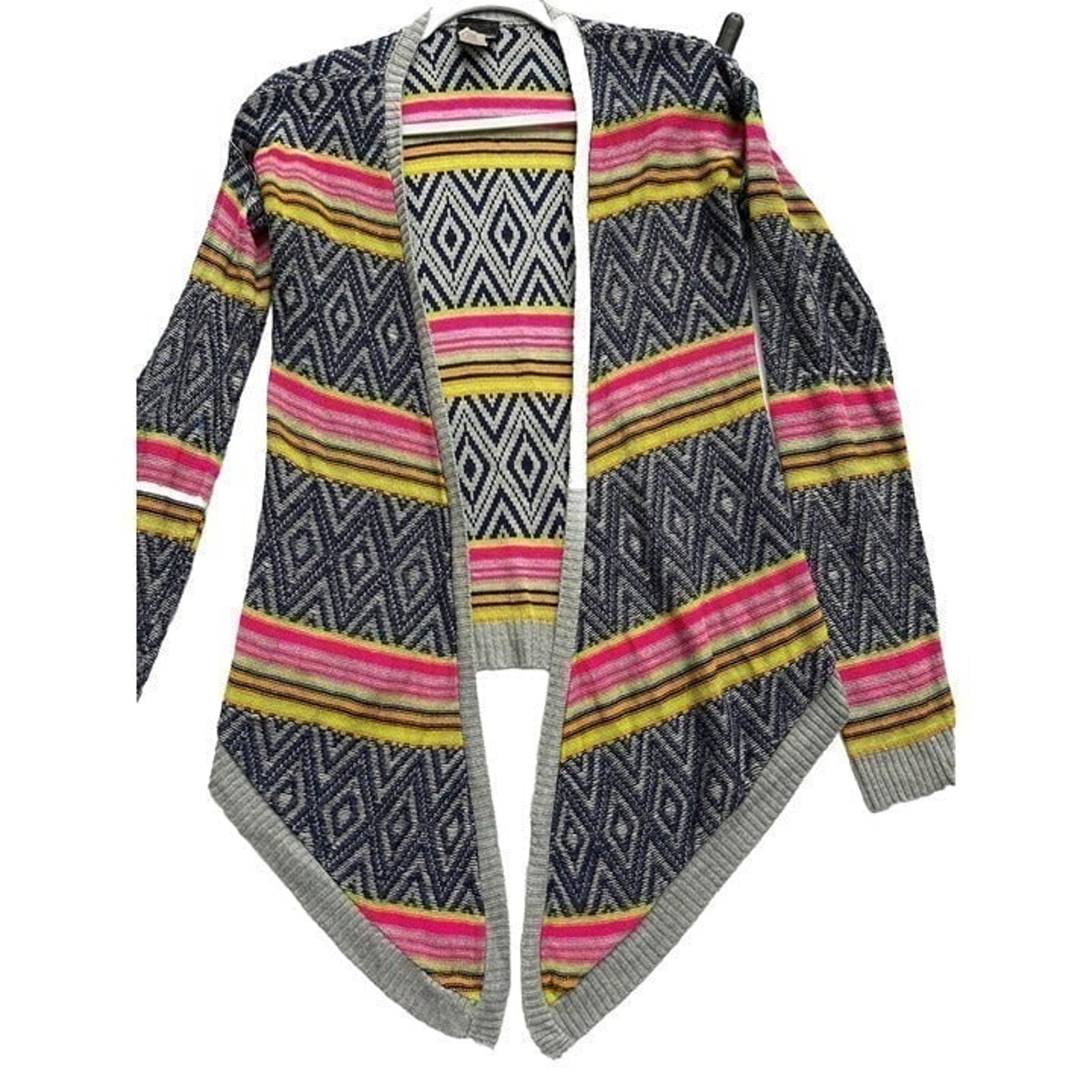 DAYTRIP Buckle Cardigan Sweater Open Front Women's Size Small Multicolor Striped