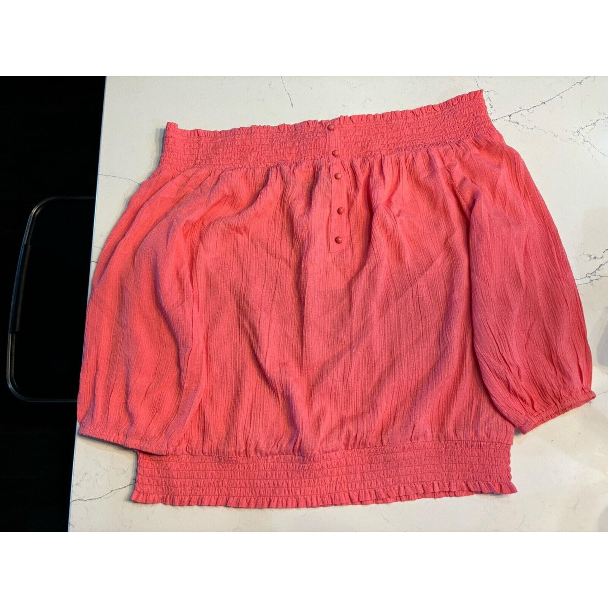 NWT Ny&C New York and Company Pink Off Shoulder Flutter Sleeve Top SZ L