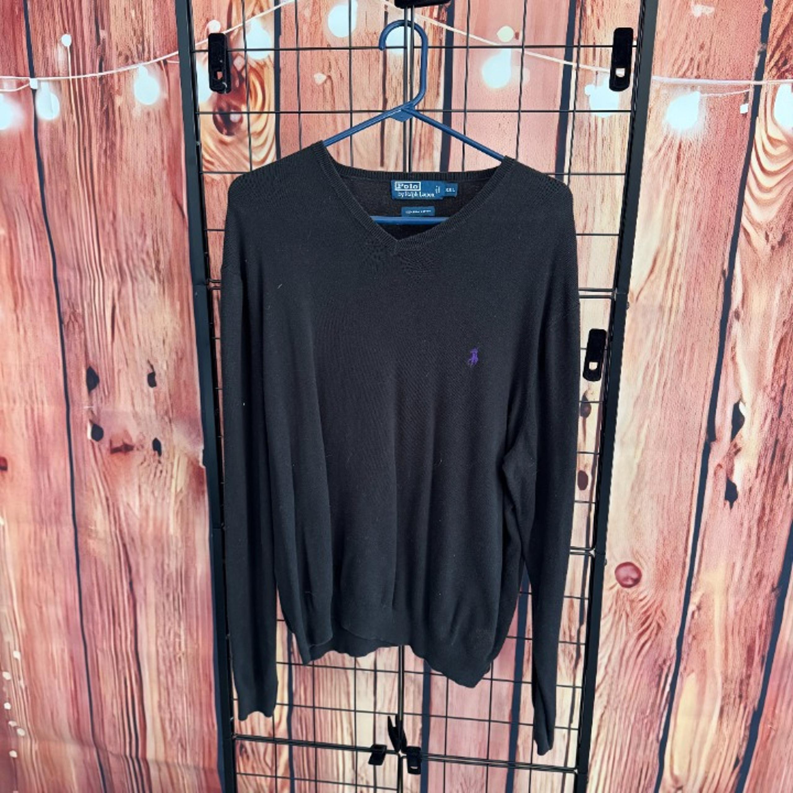 Polo By Ralph Lauren - V-Neck Sweater - Black - XXL