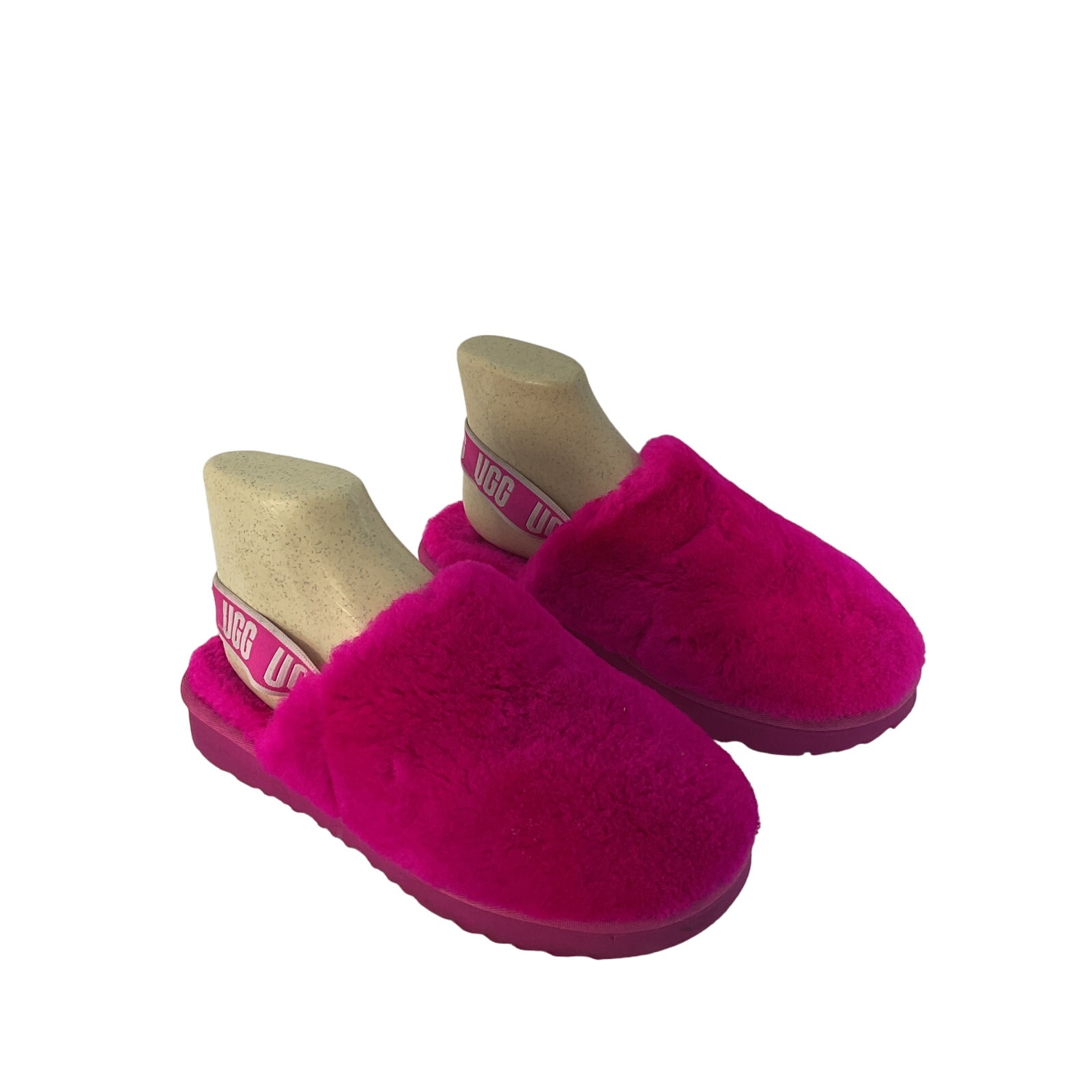 Ugg Neon Pink Shearling Fur Clog Slippers, Women's Size 5, Preowned