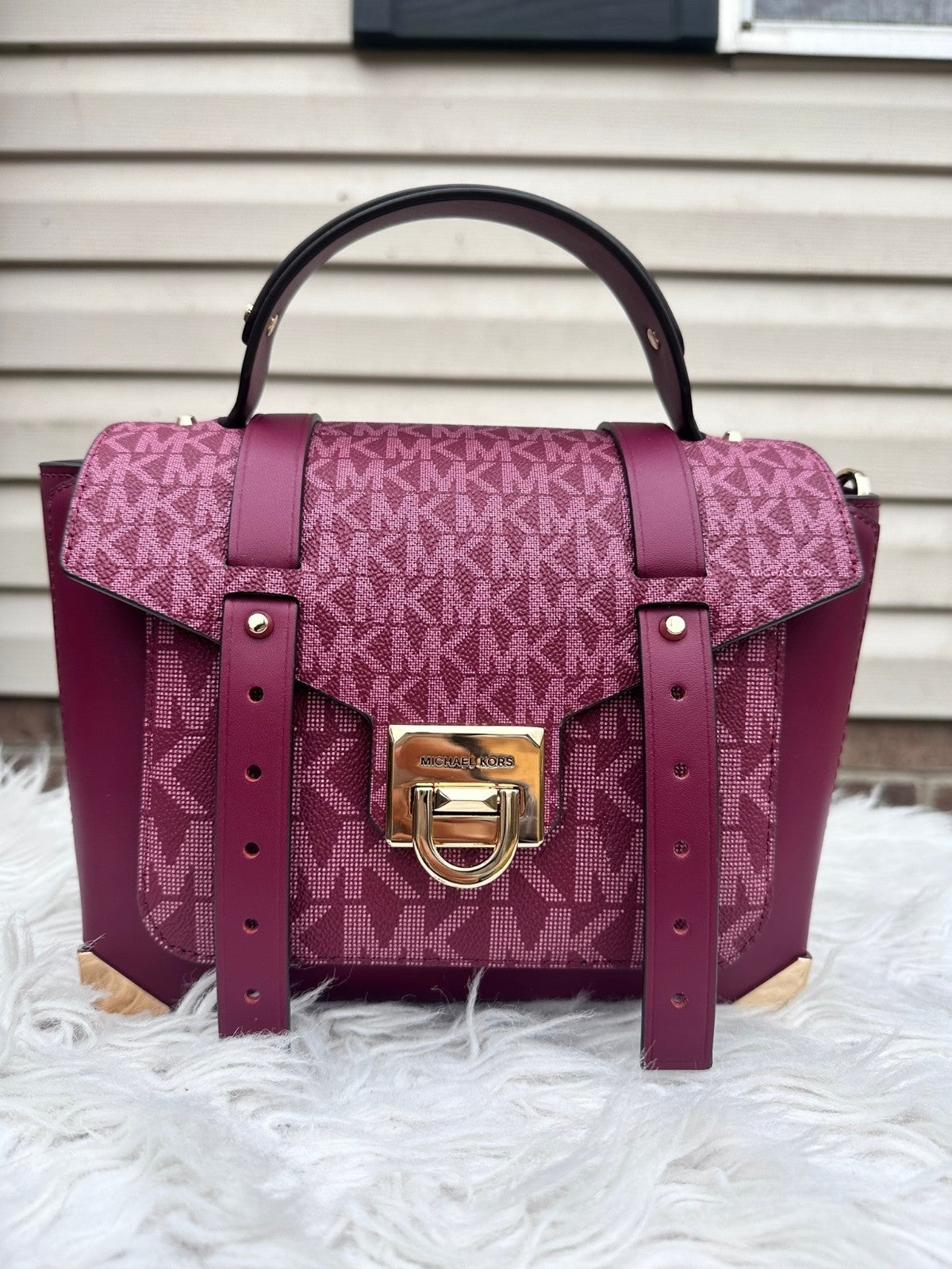 Michael Kors Manhattan school satchel mulberry handbag