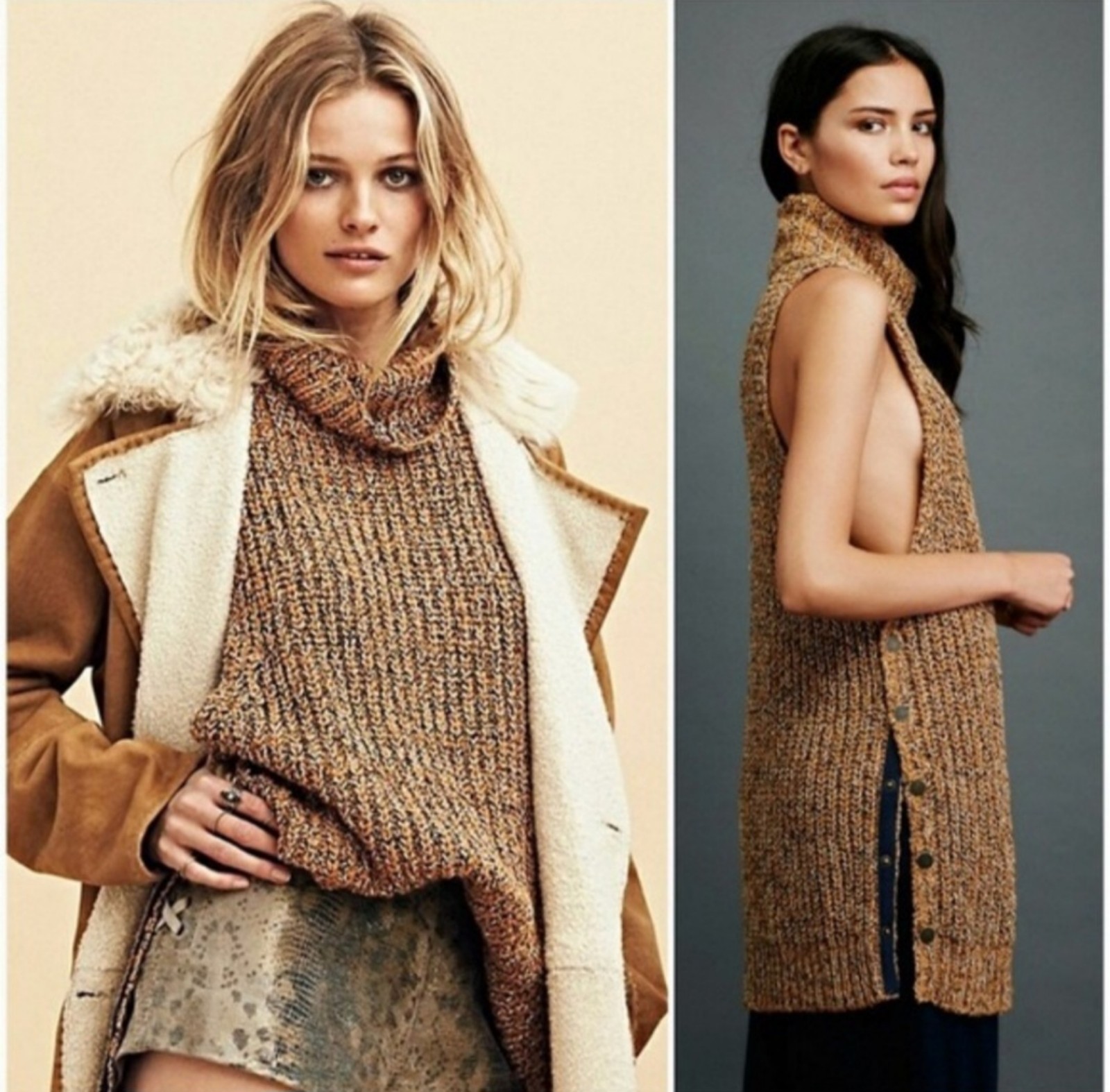 Free People Valentina Turtleneck Sleeveless Sweater