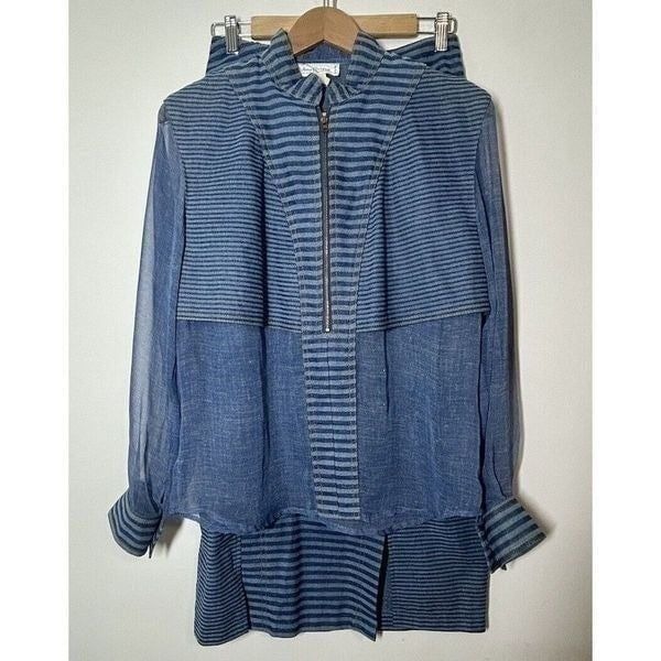 Vintage Vera Cristina Striped Denim Suit Matching Skirt and Shirt/Jacket Shacket