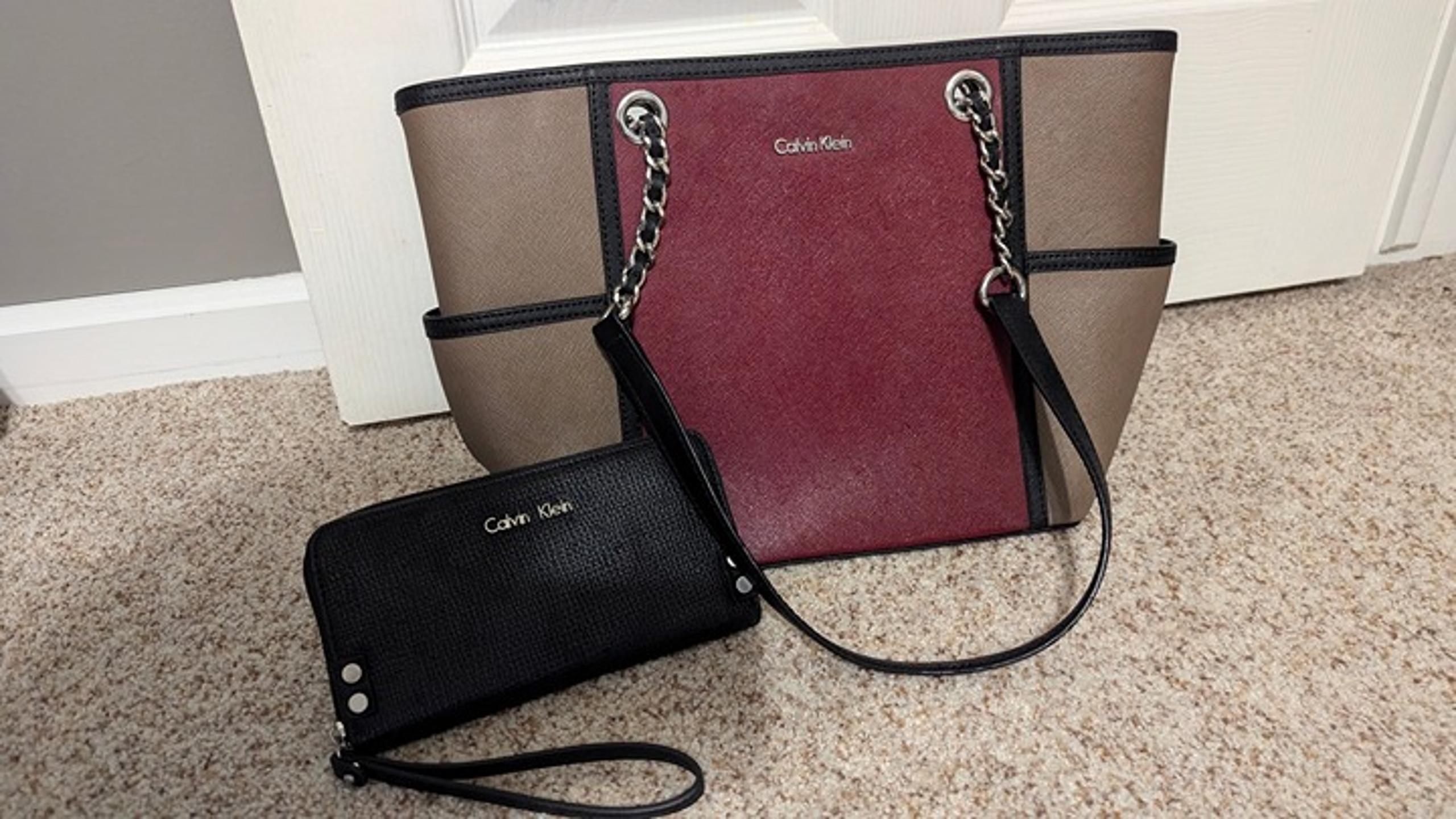 Calvin Klein Two-Tone Purse Red/Tan