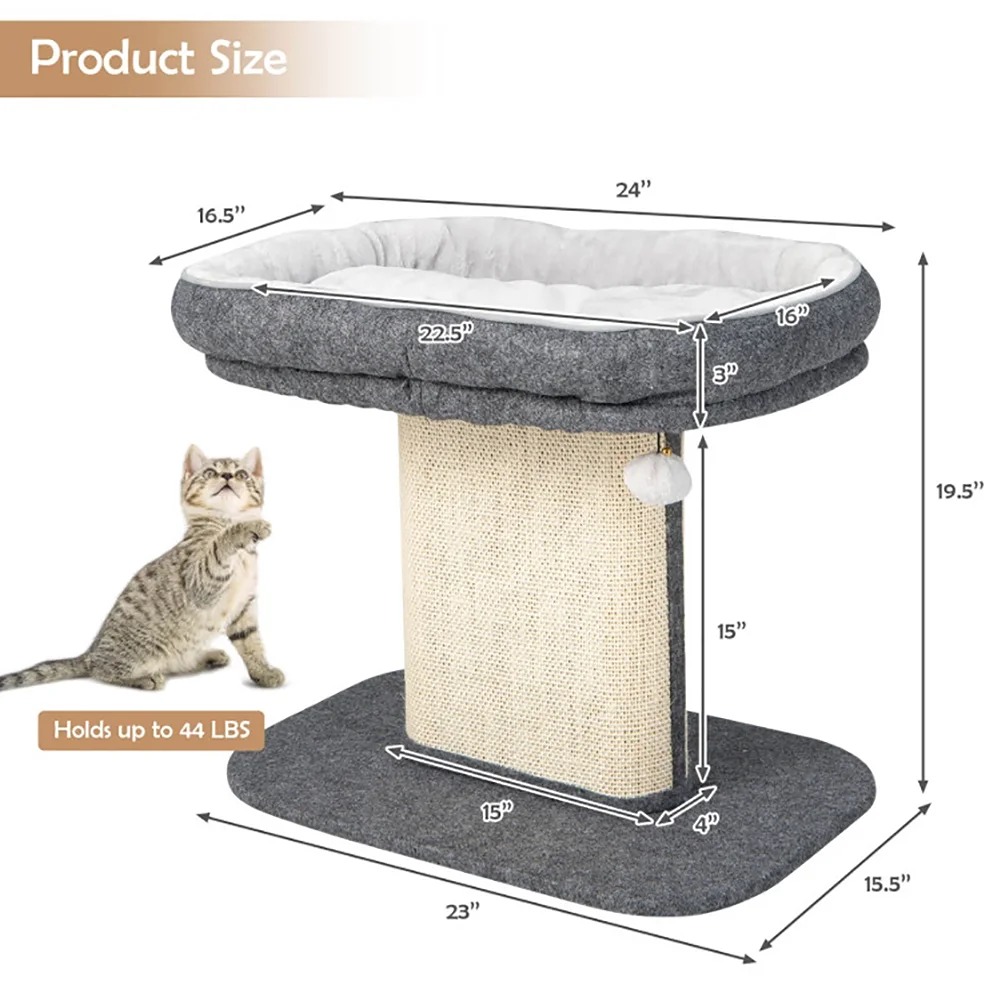 Canddidliike Cat Tree, Modern Cat Tree Tower with Large Plush Perch and Sisal Sc