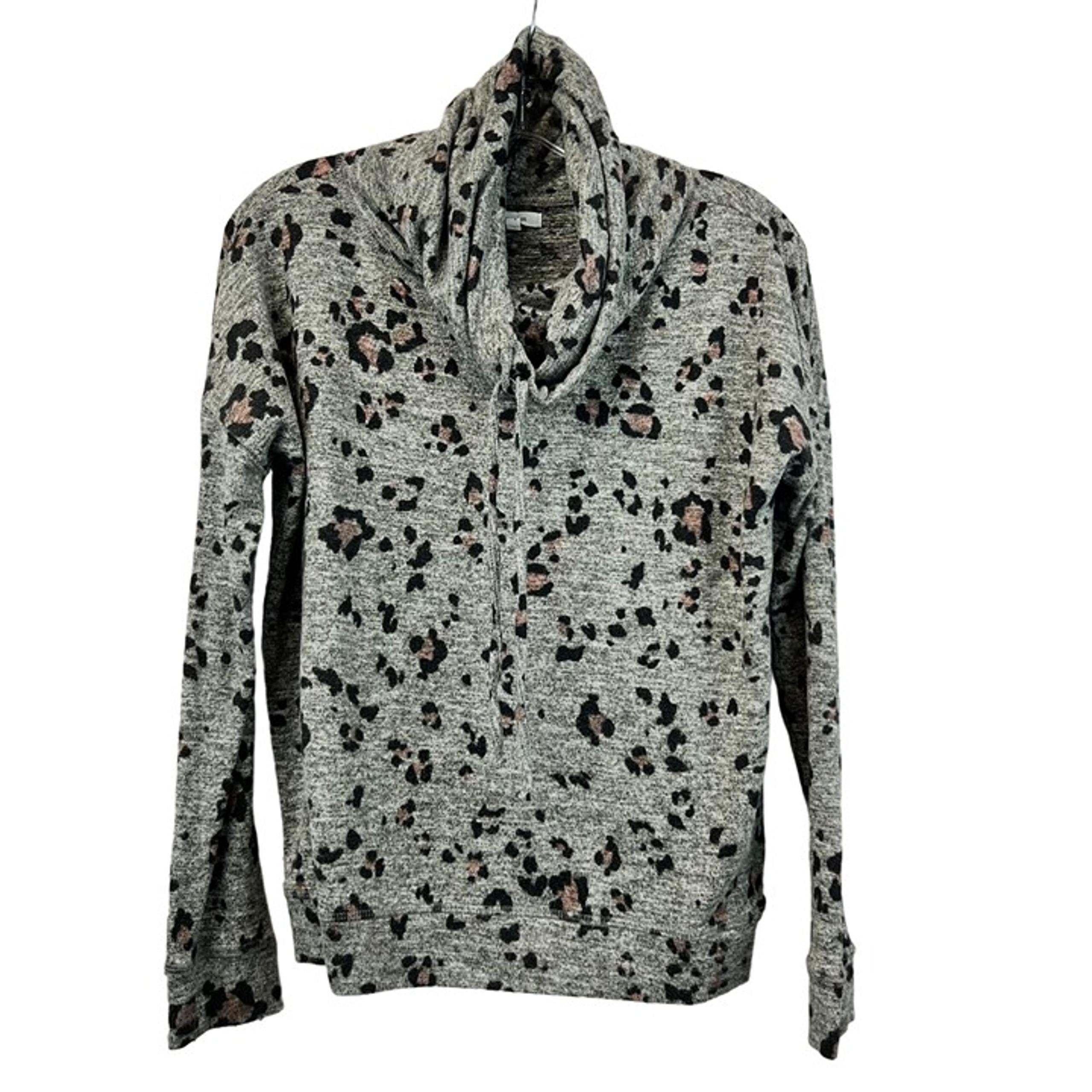 Maurices Womens Cowl Neck Long Sleeve Sweater Gray/Multi Animal Print Small