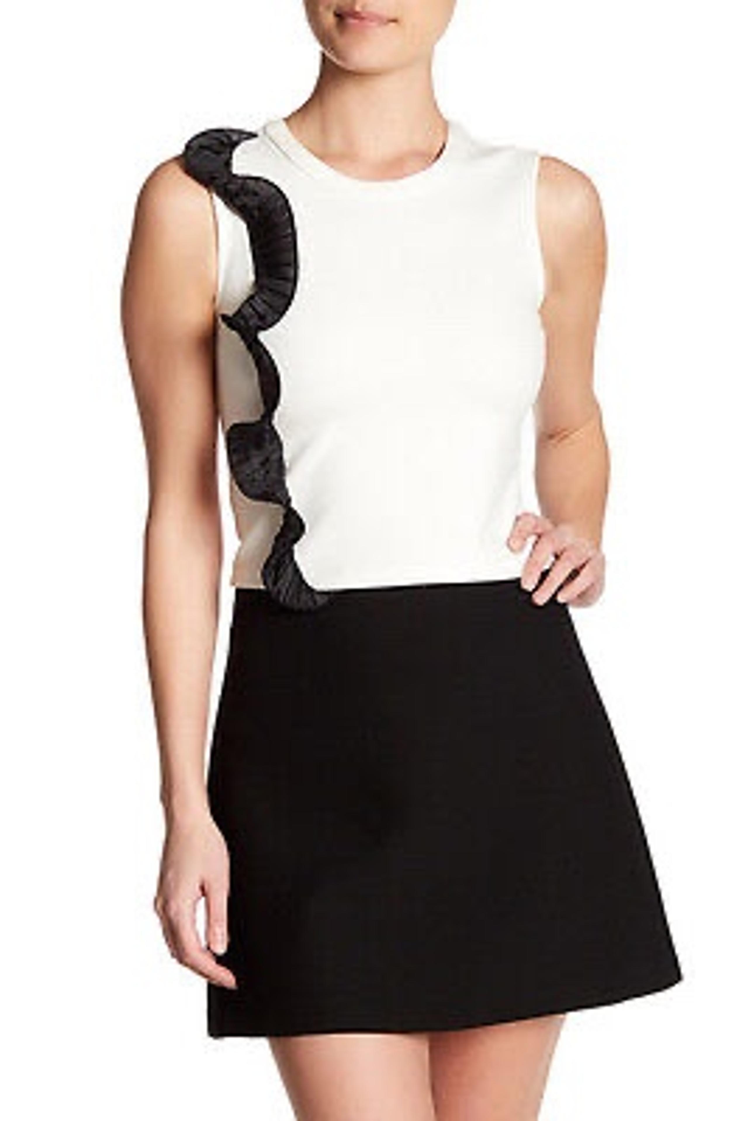Opening Ceremony white top with black ruffle