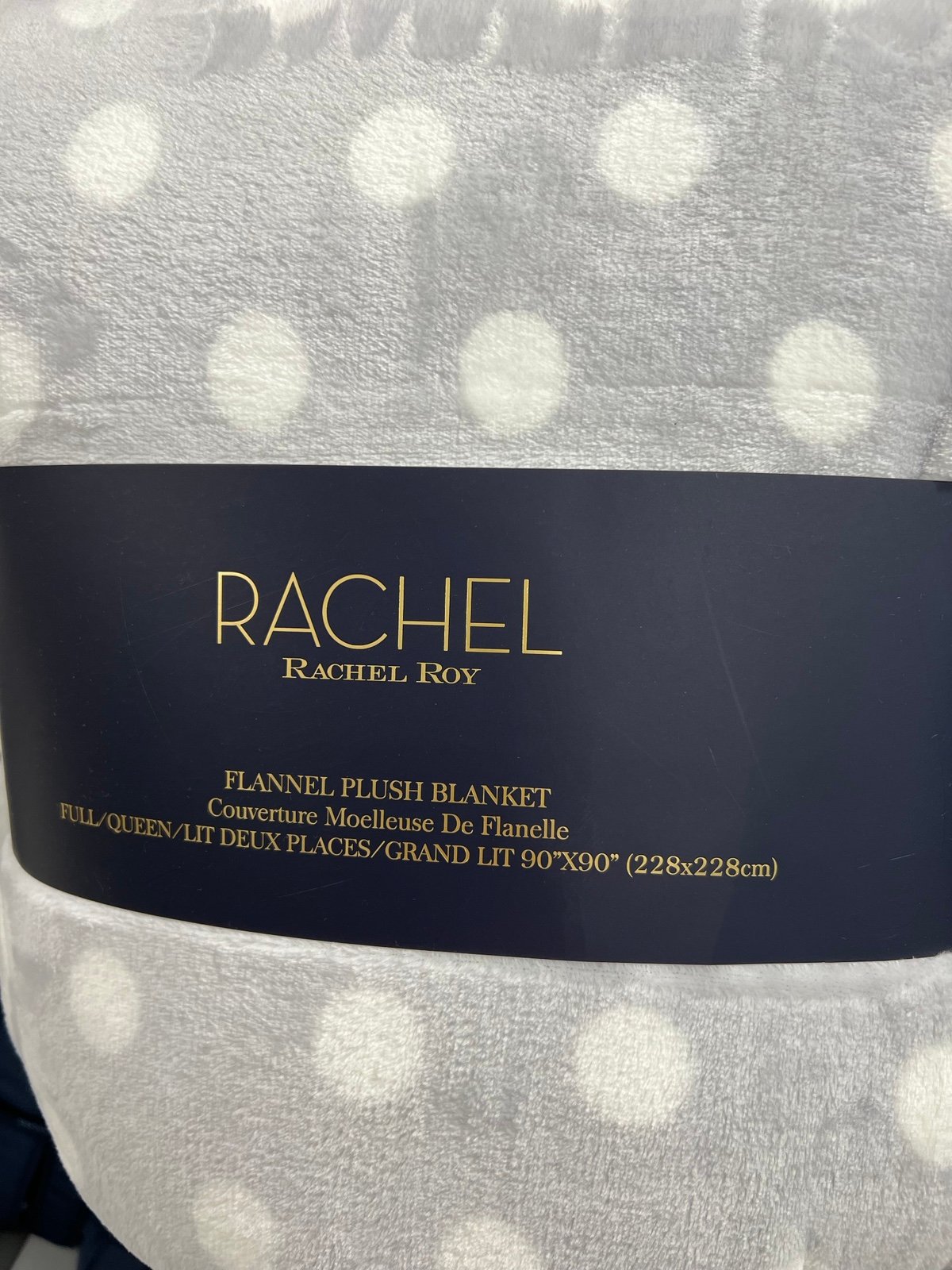 Rachel Roy Full/Queen polka dots flannel blanket
