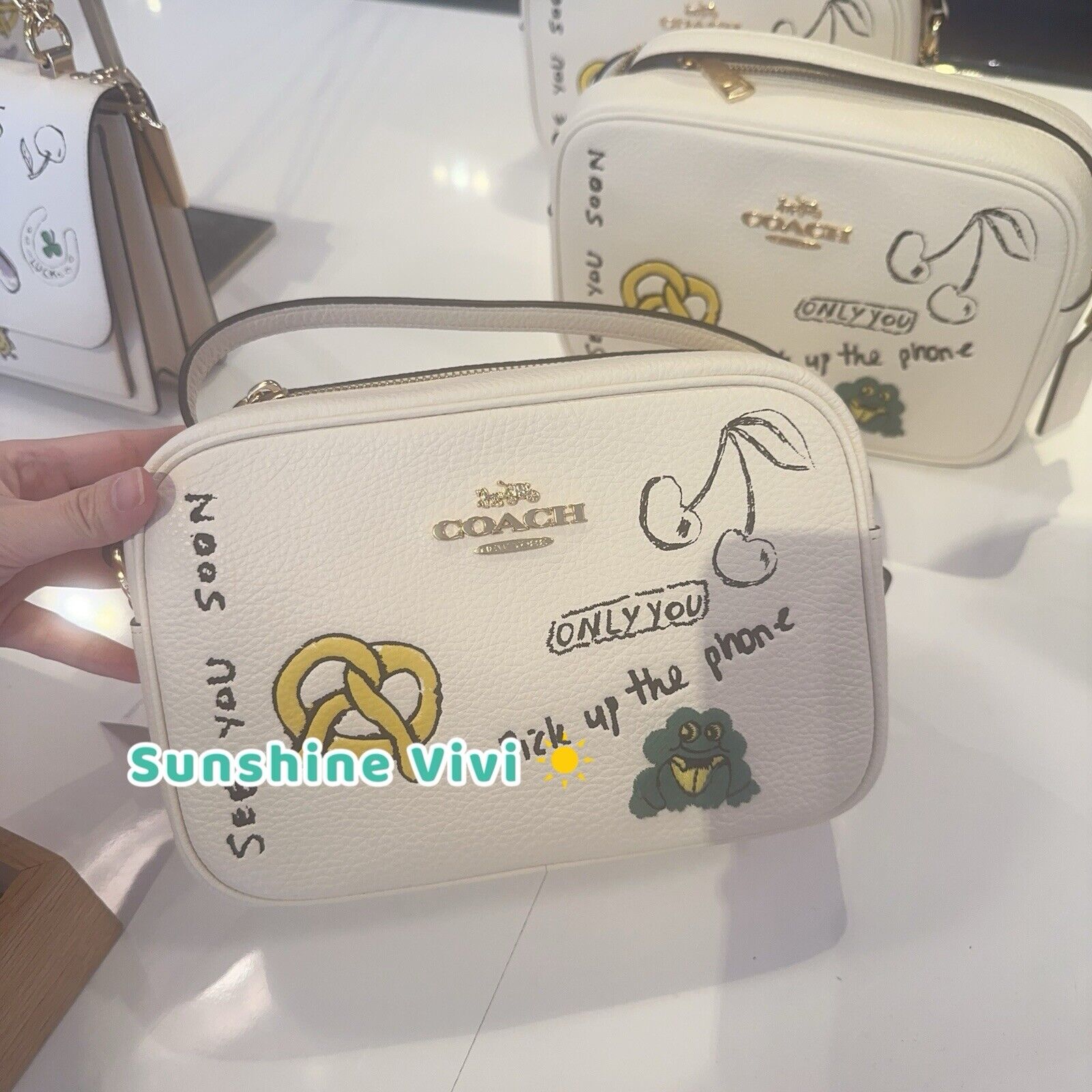 NWT Coach Jamie Camera Bag With Sketch Print Gold/Chalk Multi CAT02