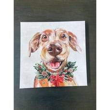 Christmas Dog Portrait Canvas Wall Art Holiday Decor