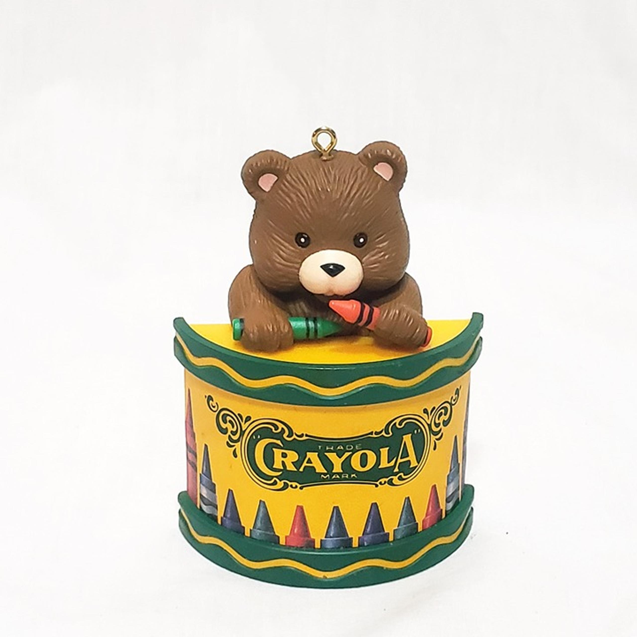 Crayola Crayons Teddy Bear Ornament 1992 3" Binney & Smith Hallmark Resin