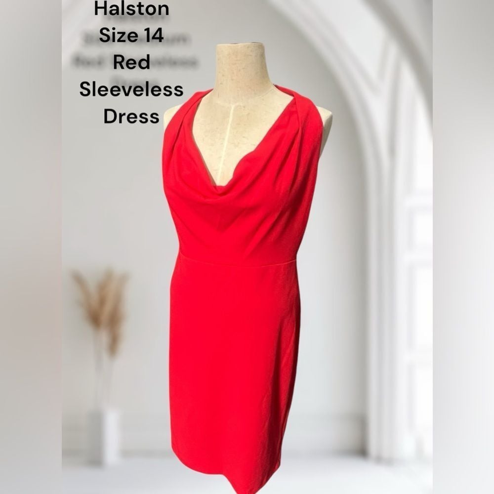 Halston, Size 14,Red, Sleeveless, Back-zip Dress.NWT J5