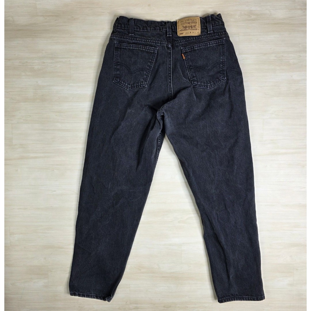 Levi's 560 Orange Tab Black Jeans Tapered Leg Loose Fit Size 30 x 30