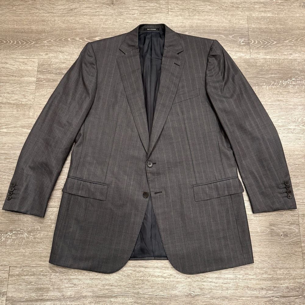 ERMENEGILDO ZEGNA Sport Coat Mens 46 Gray Plaid Blazer Casual Jacket Wool Silk