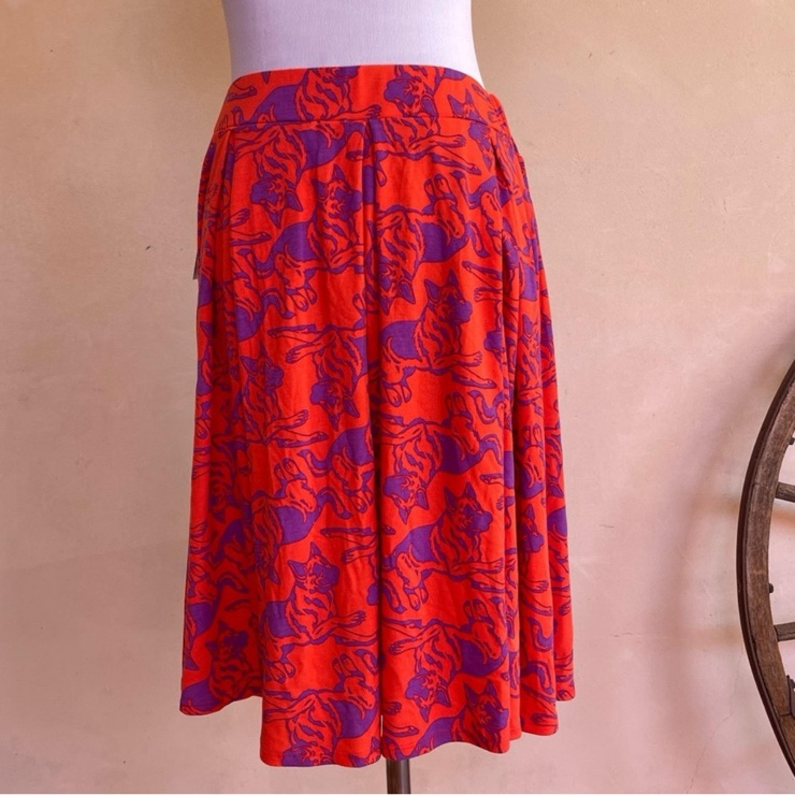 LuLaRoe German Sheperd Dog Lovers Print Full Skirt Purple Red Easy Care XL NWT