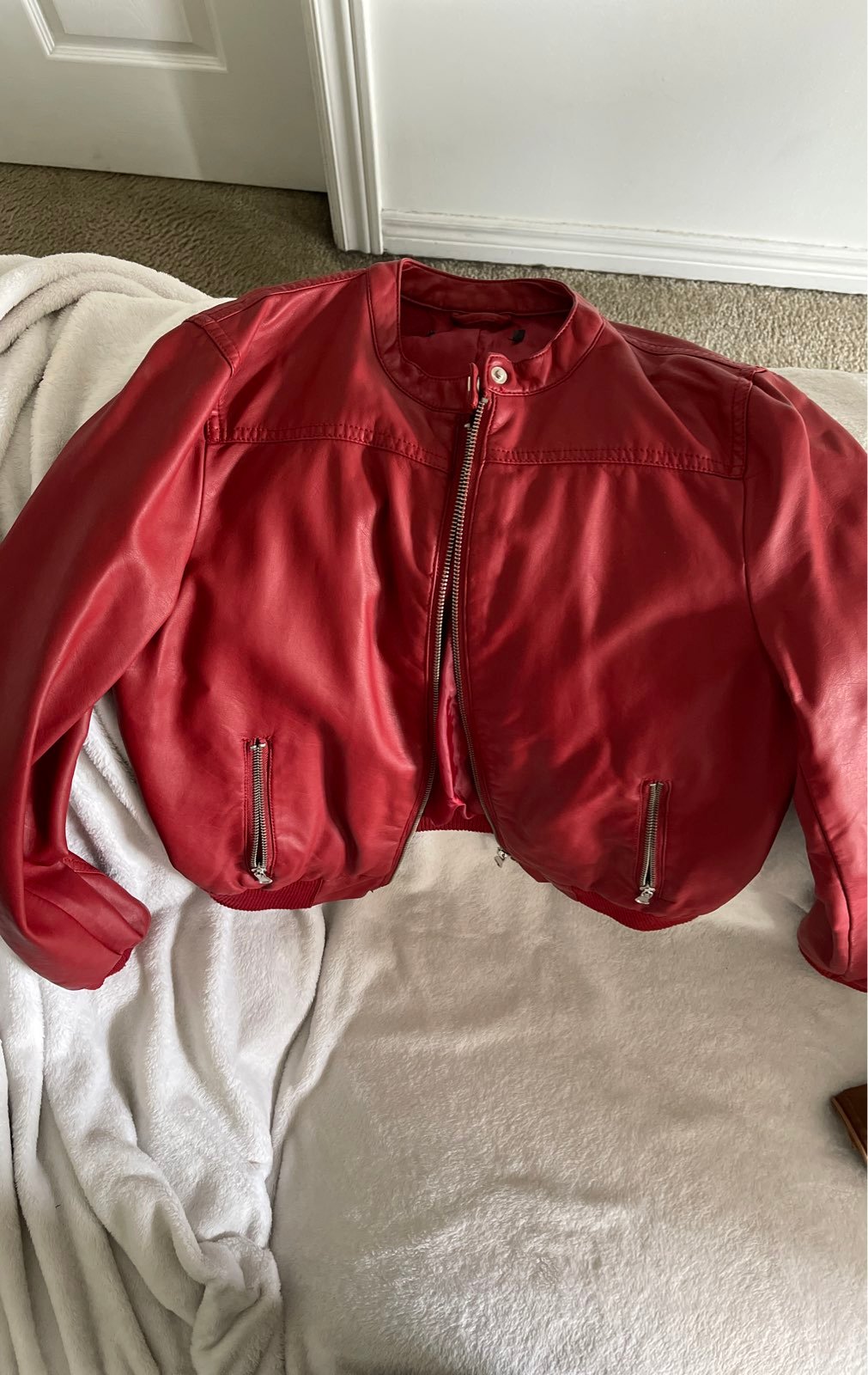 RED Faux Leather Jacket