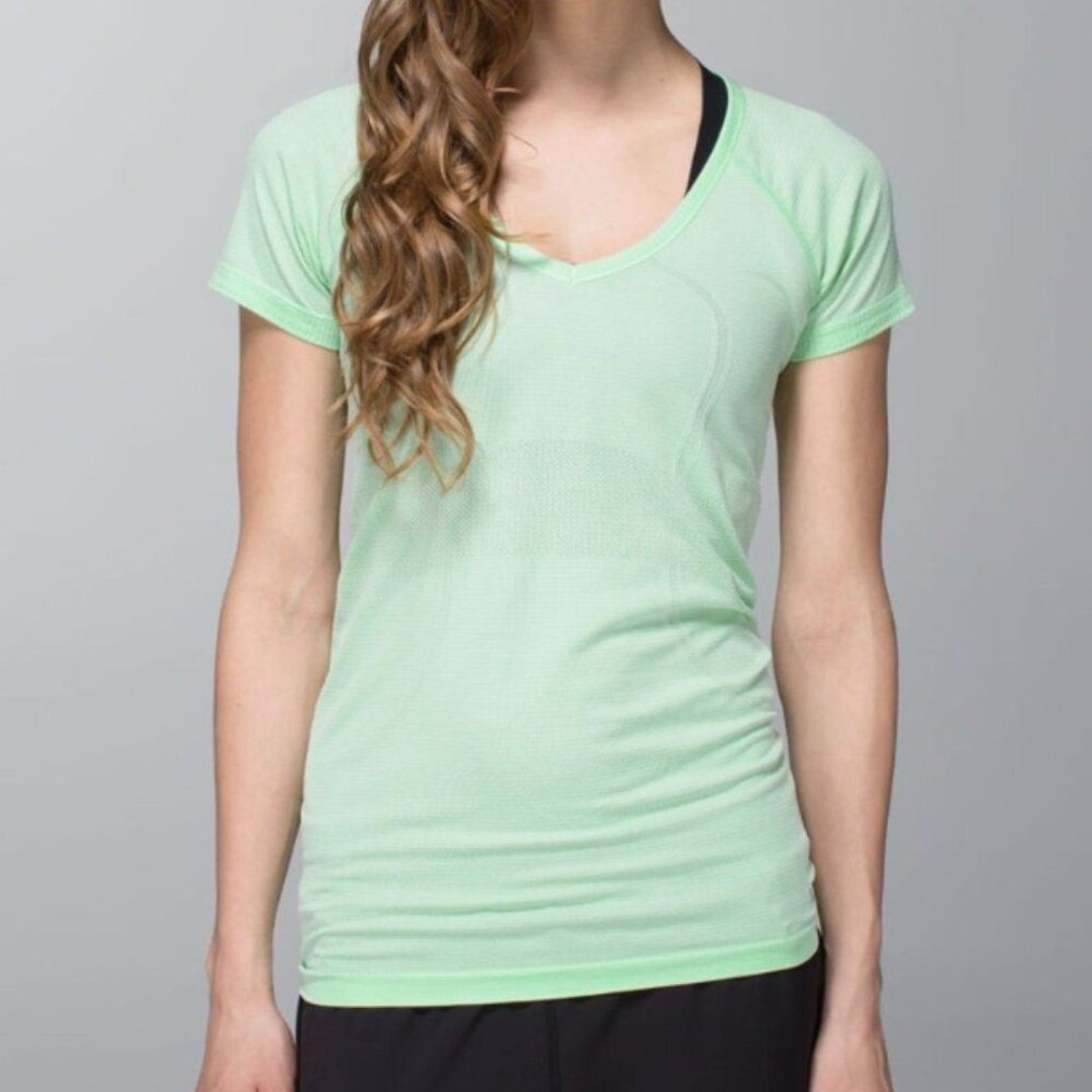 Women Lululemon Run: Swiftly Tech V Neck Heathered Fresh Teal