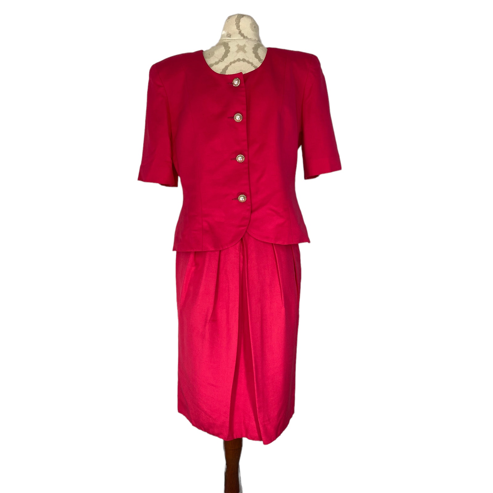 Christian Dior Vintage Business Career Office Work Minimalist Pink Suit Size 8