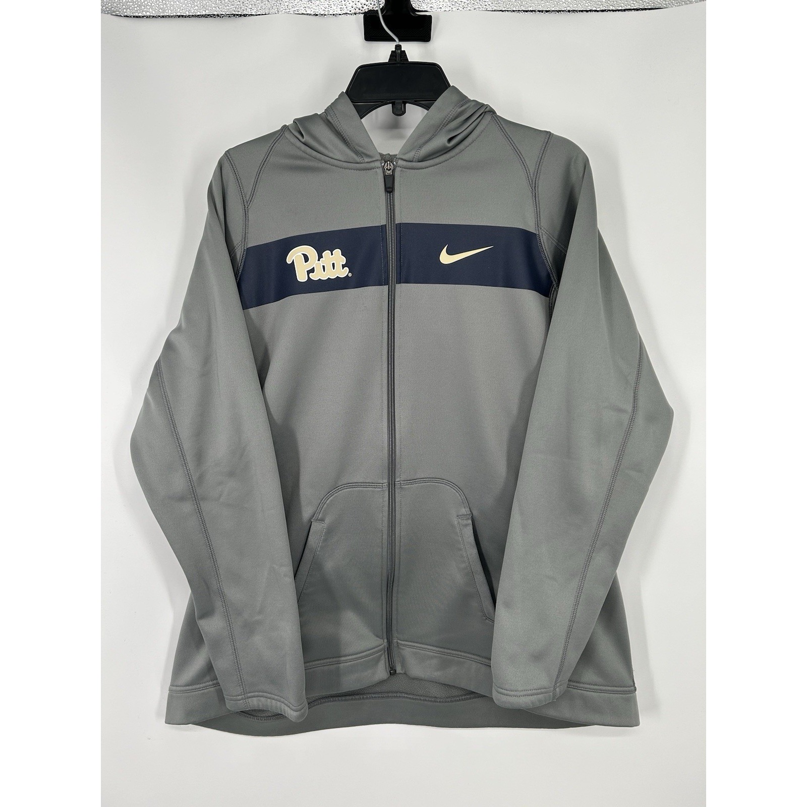 Pitt Panthers Full Zip Up Hooded Hoodie Sweatshirt Nike Dri Fit Mens Size 2XL