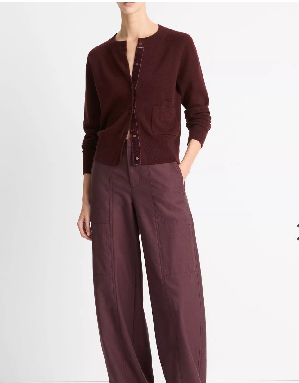 Vince Velvet-Trim Wool-Blend Cardigan
