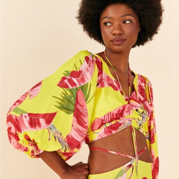NWT Farm Rio Lime Sweet Jungle Viscoze Crop Top
