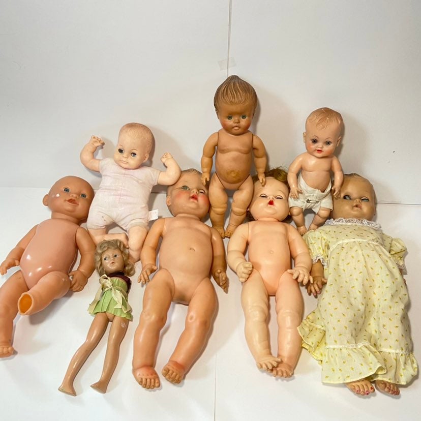Vintage Creepy Scary Haunted Halloween Prop Baby Doll Lot Of 8