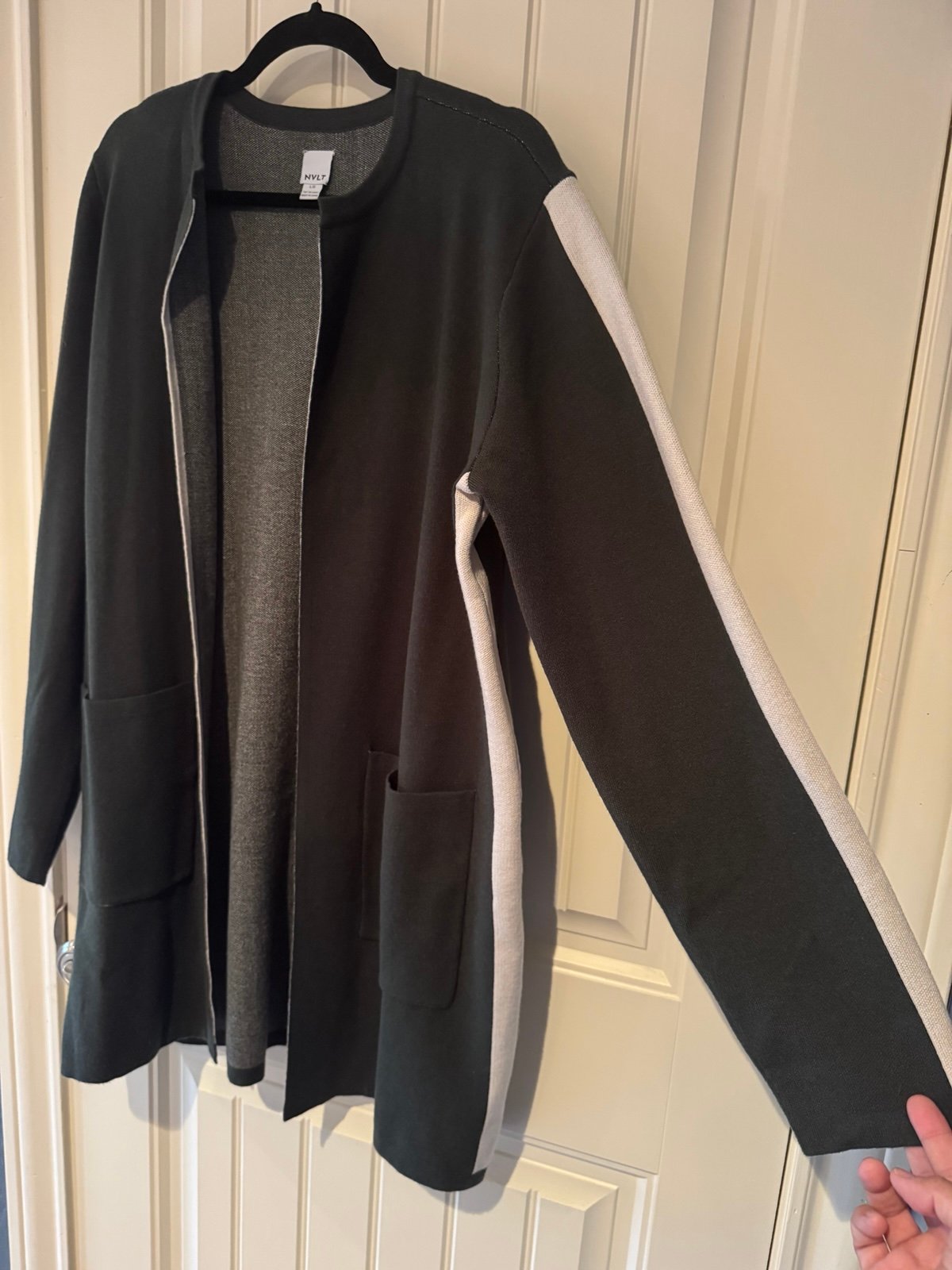 Women's NVLT Green and Cream Sweater