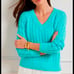 NWT Talbots V-Neck Open Stitch Sweater