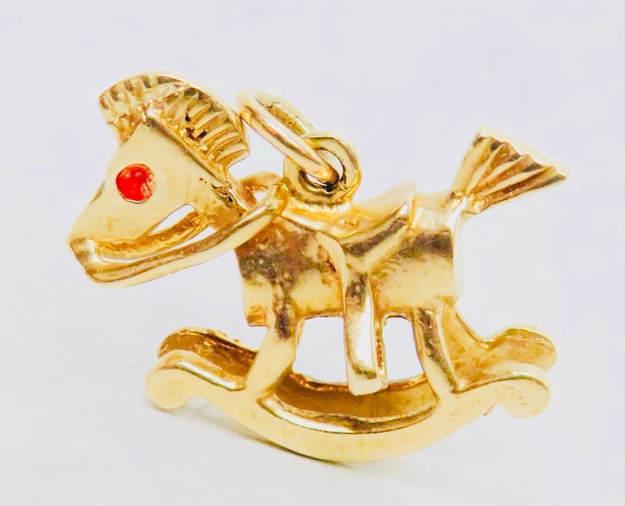 14 K yellow gold hand painted rocking horse 3-D mechanical charm/pendant 3.3 g