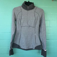 Lululemon Runderful 1/2 Zip Pullover Rulu Running Top Womens 6 Gray White
