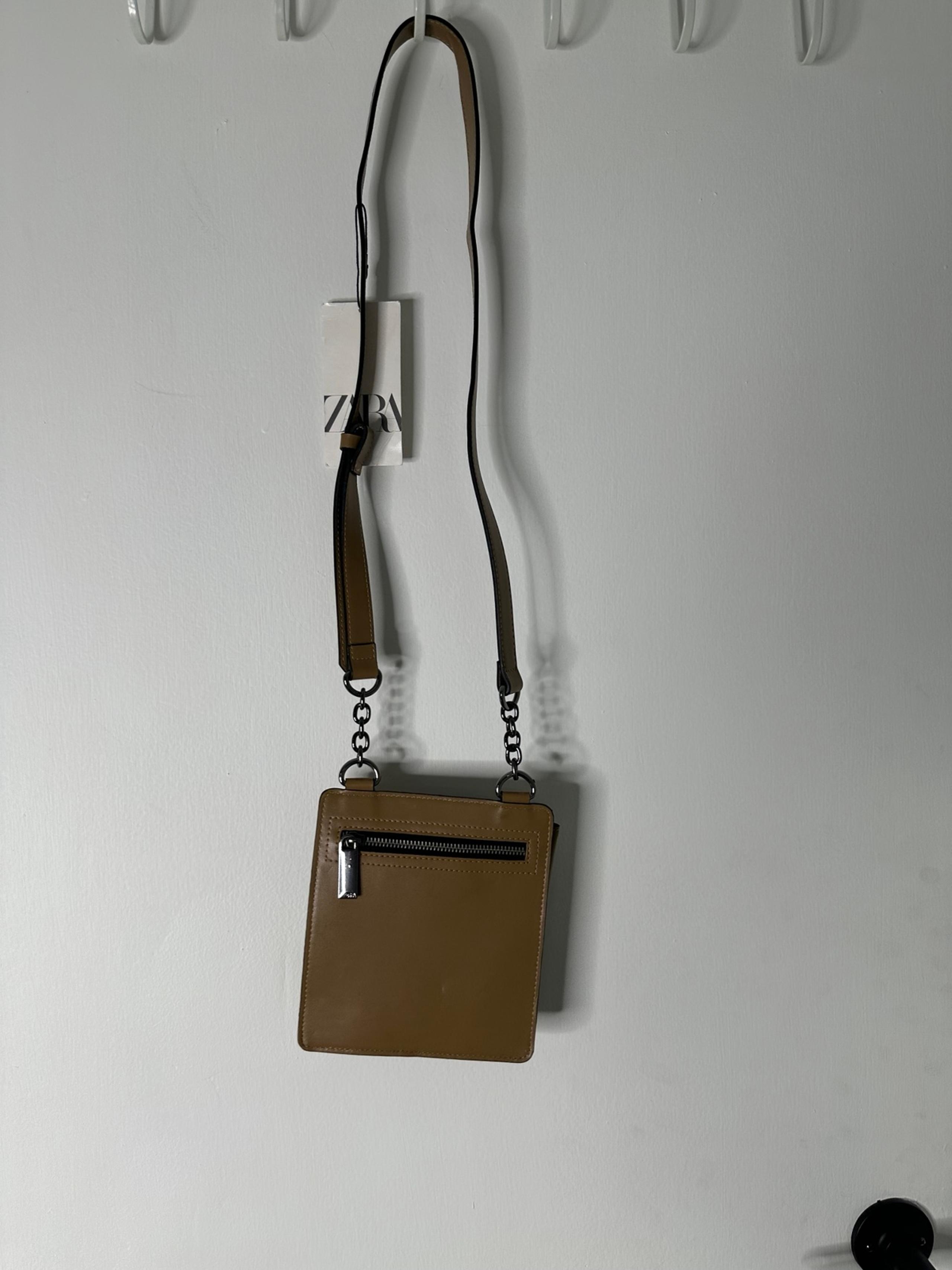 ZARA Brown Crossbody Bag  zip shoulder strap women’s mini