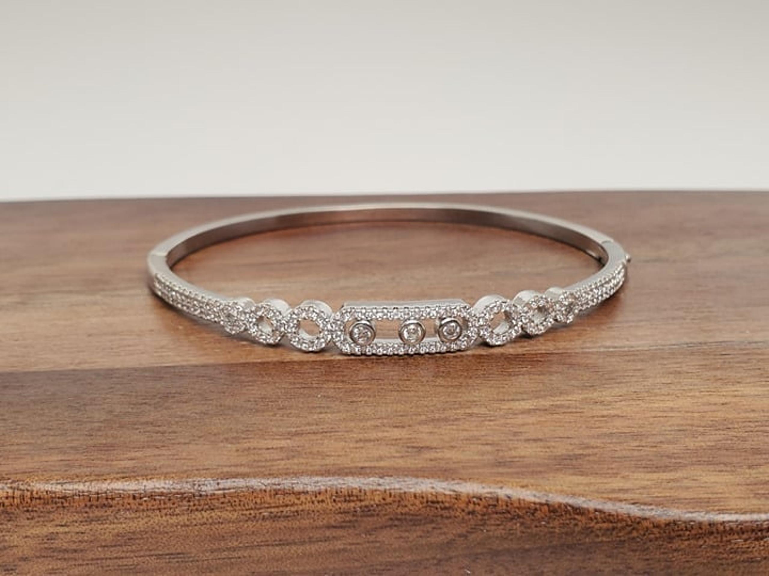 14K White Gold Womens 2ct Diamond Bangle Bracelet 14 K Sterling Silver Jewelry
