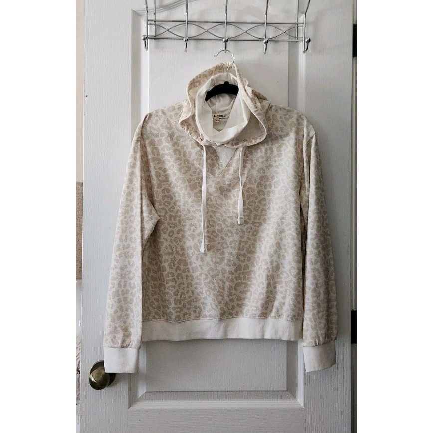 WallFlower Cheetah Animal Print Cowl Neck Pullover Hoodie Women's Size XL