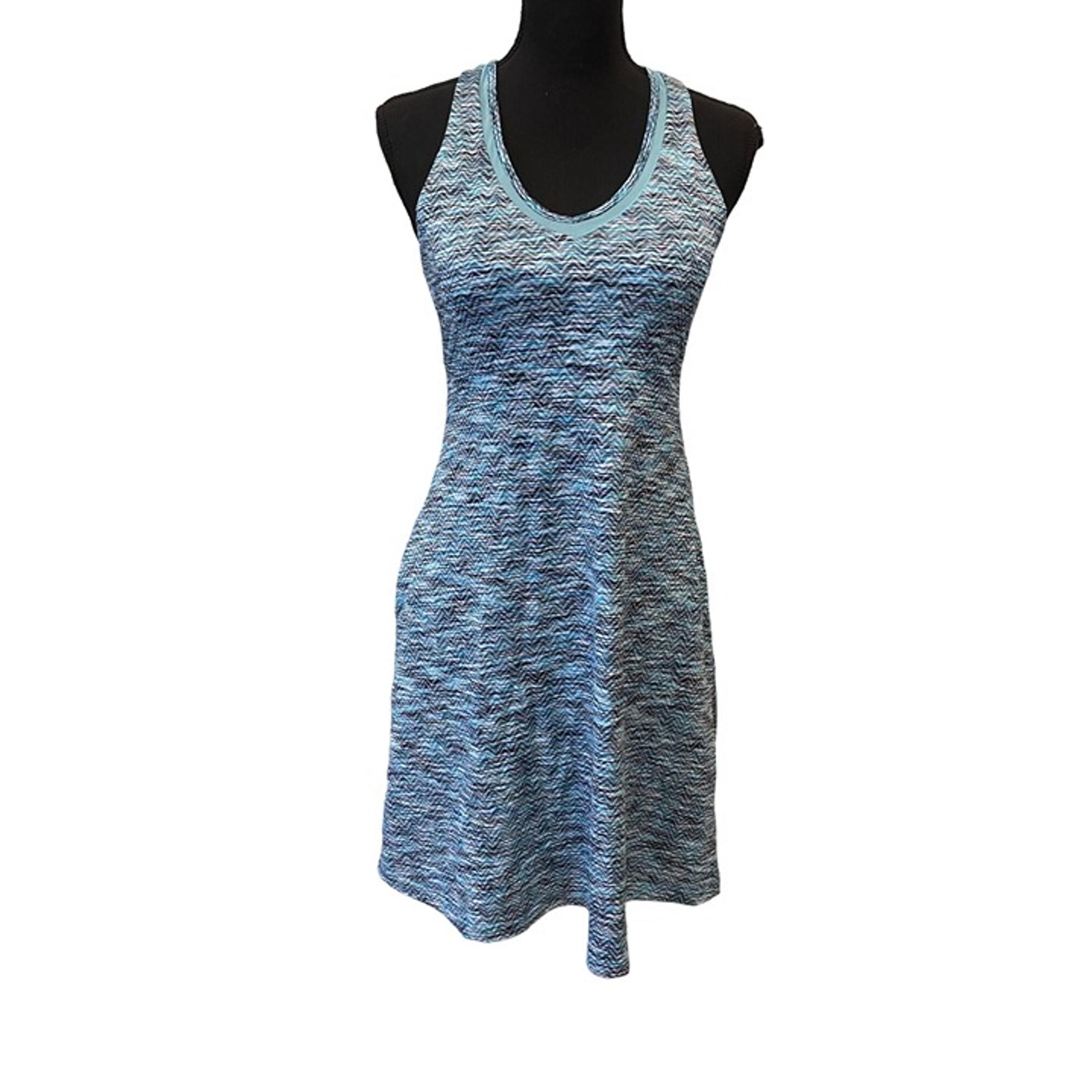 MPG Womens Blue Chevron Athletic Dress Bra Pads V Neck Sleeveless Racerback S