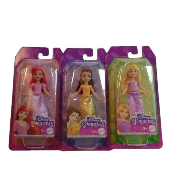 Disney Princess Ariel, Belle & Rapunzel Mini Dolls, set of 3