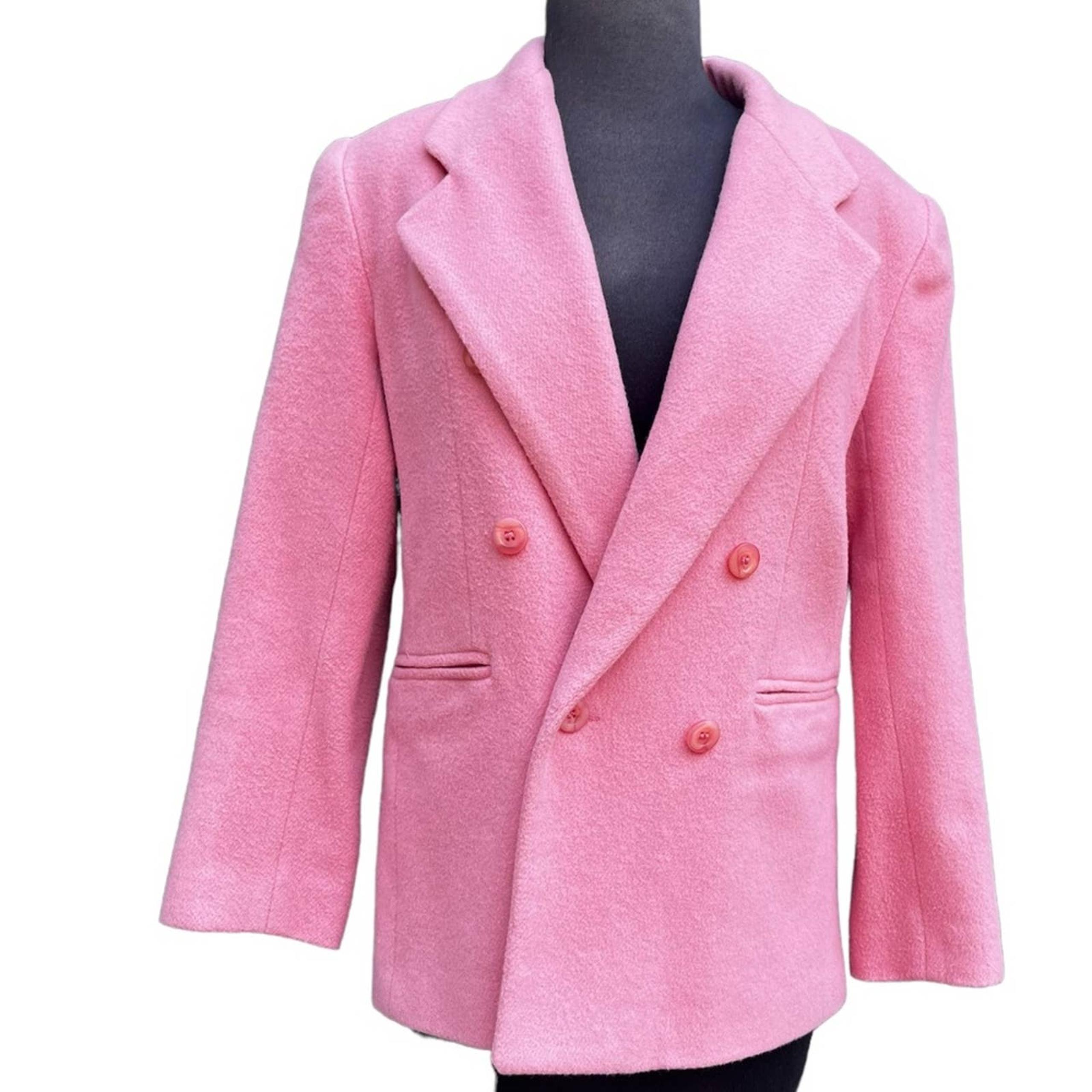 Vtg Herman Geist Wool Cashmere Double Breasted Oversized Boyfriend Blazer Coat