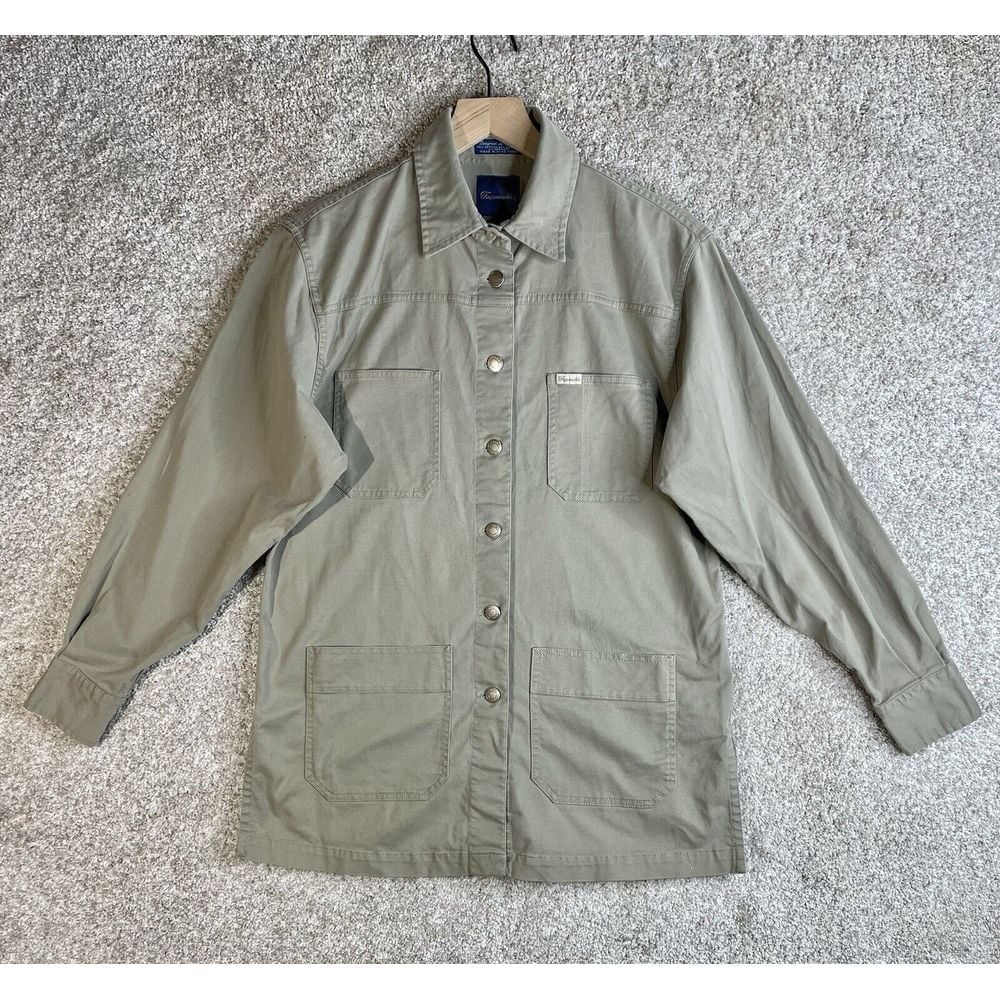 Faconnable Jacket Men's Small Safari Field Utility Coat Chore Shirt Metal Button