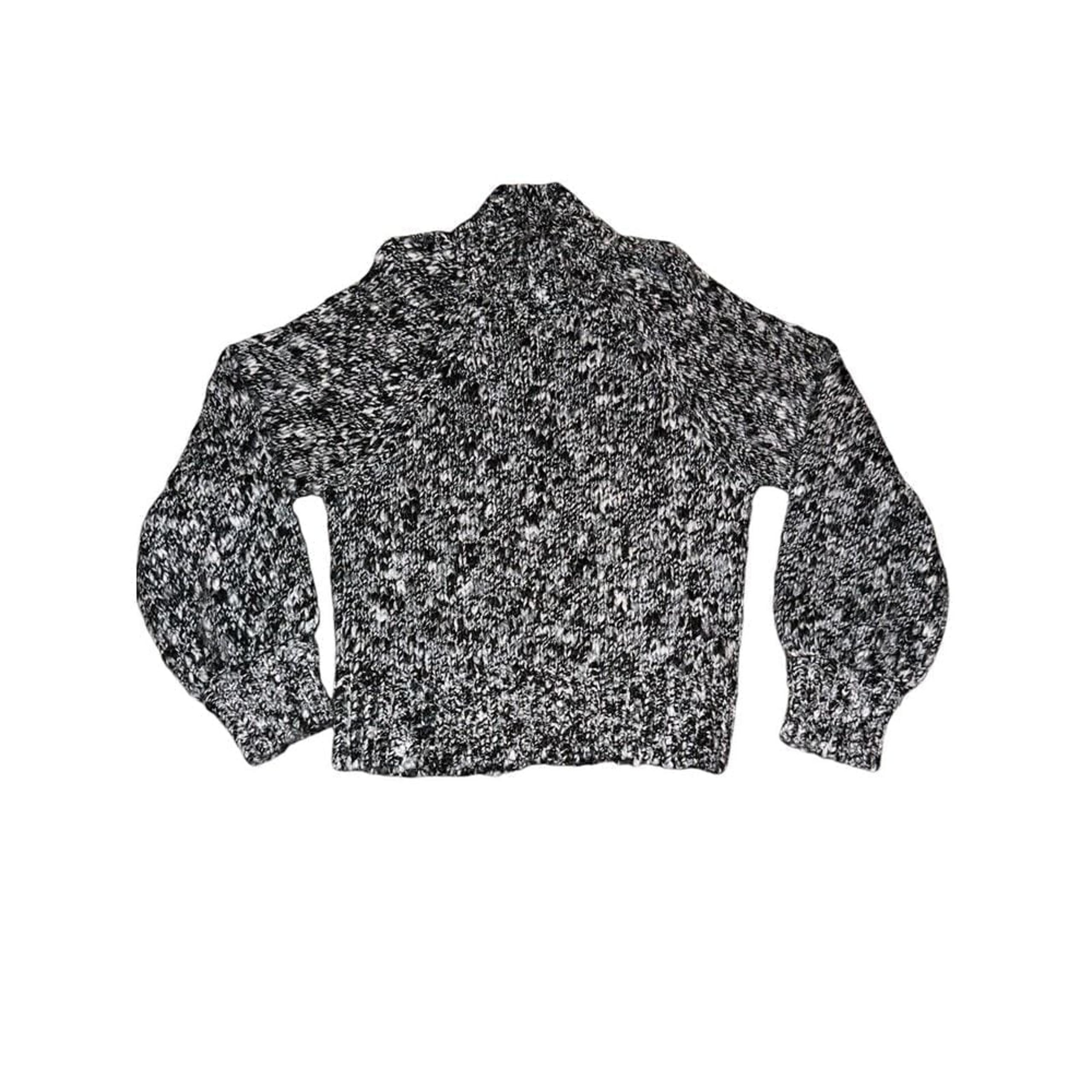 Abercrombie & Fitch Black White Sweater Size M Mock Neck Baggy Sleeve Acrylic