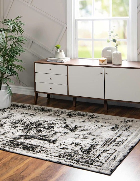 3' x 5' Black New Area Rug H Home Decorative Art Soft Carpet Collectible